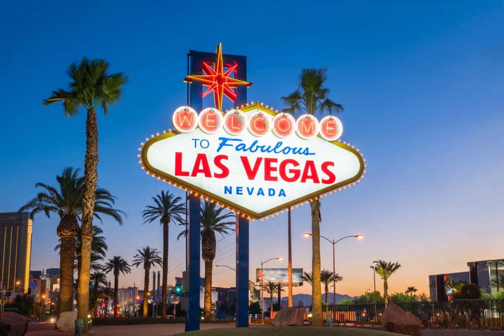 Big sign at night that says Welcome to Fabulous Las Vegas Nevada.