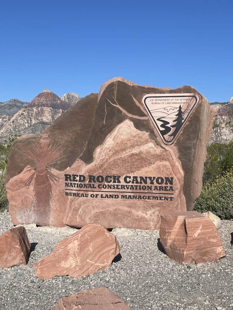 Entrance sign for Red Rock Canyon.